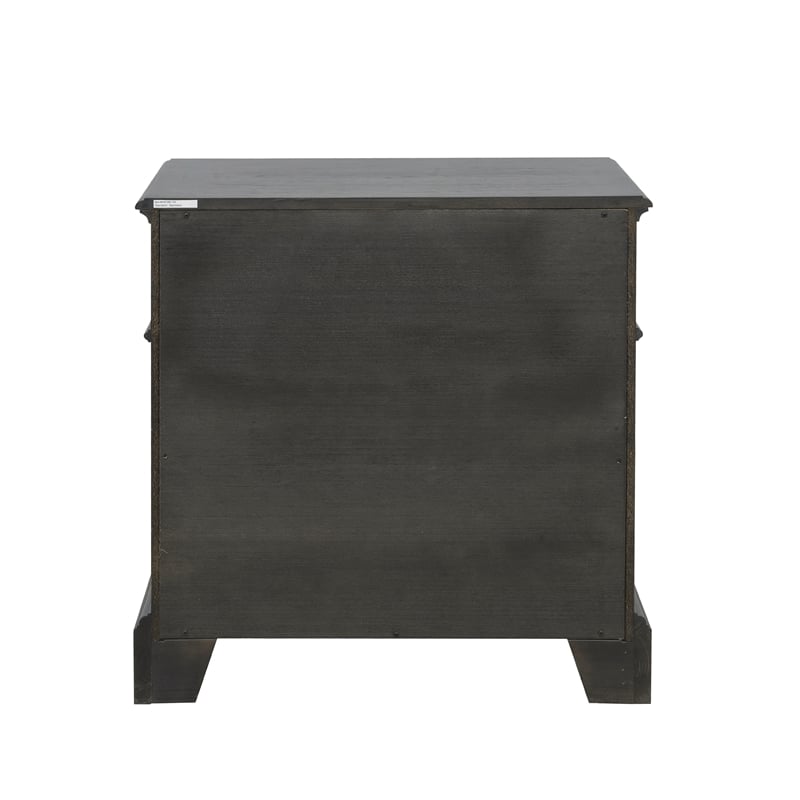 Pemberly Row 3 Drawer Nightstand in Brown Velvet Wood Finish