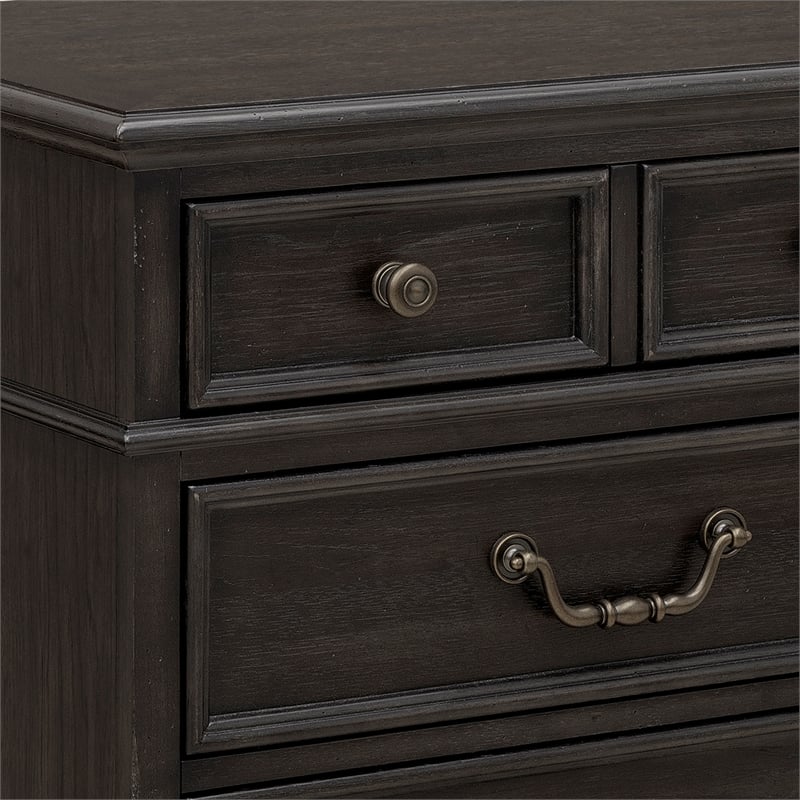 Pemberly Row 3 Drawer Nightstand in Brown Velvet Wood Finish