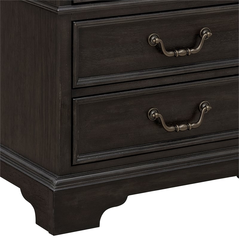Pemberly Row 3 Drawer Nightstand in Brown Velvet Wood Finish