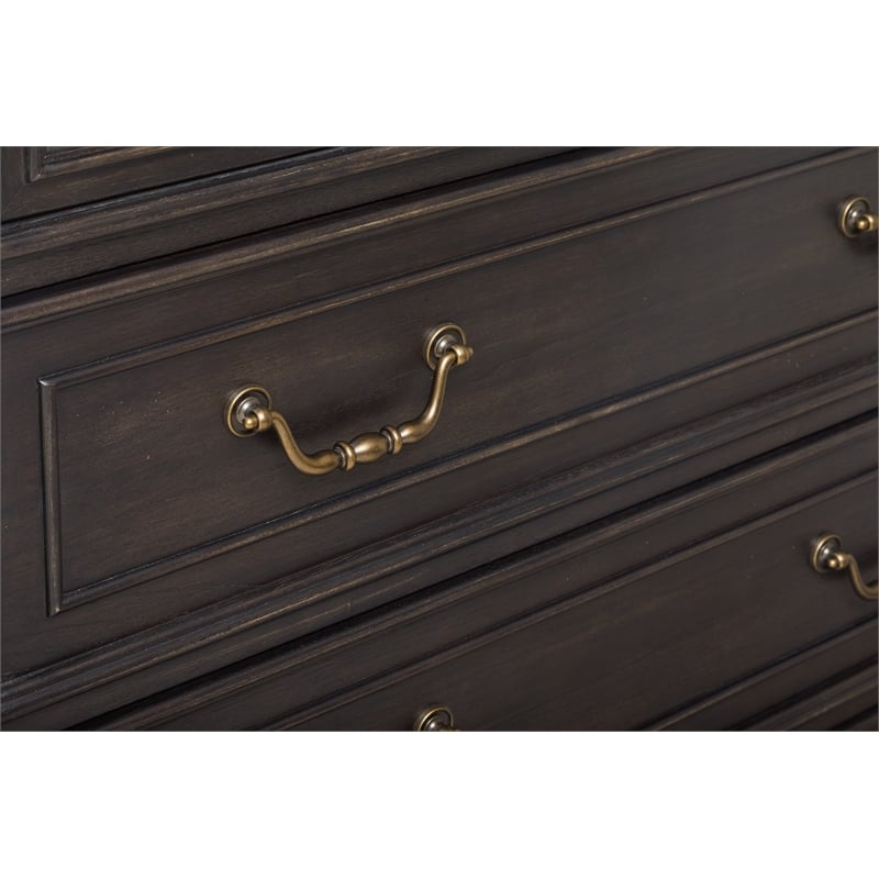 Pemberly Row 3 Drawer Nightstand in Brown Velvet Wood Finish