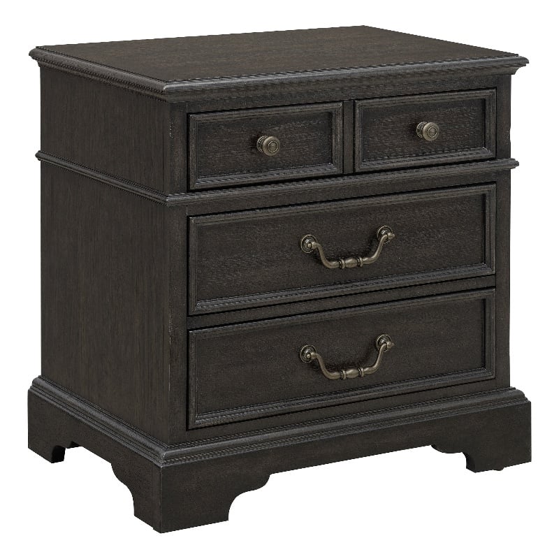 Pemberly Row 3 Drawer Nightstand in Brown Velvet Wood Finish