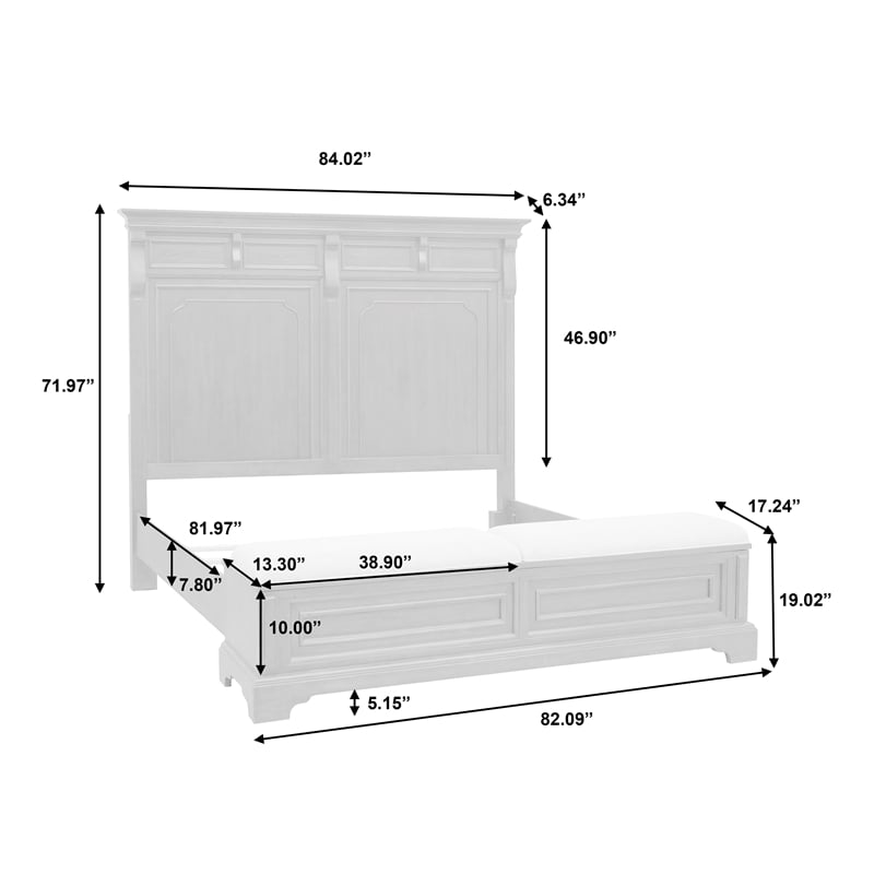 Pemberly Row King Storage Bed Mantel-Style in Brown Wood Finish