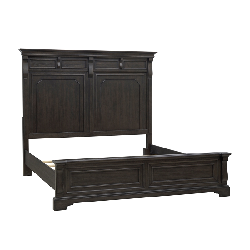Pemberly Row California King Panel Bed in Brown Wood Finish