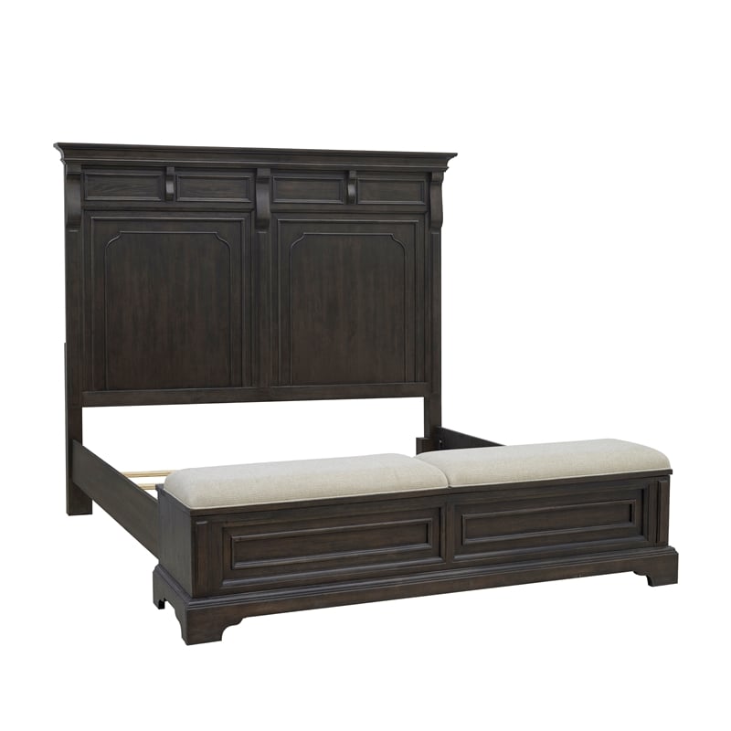 Pemberly Row California King Storage Bed Mantel-Style in Brown Wood