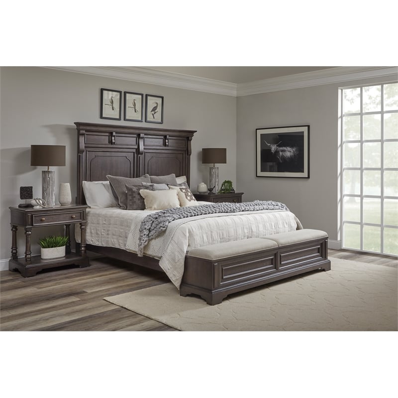 Pemberly Row California King Storage Bed Mantel-Style in Brown Wood