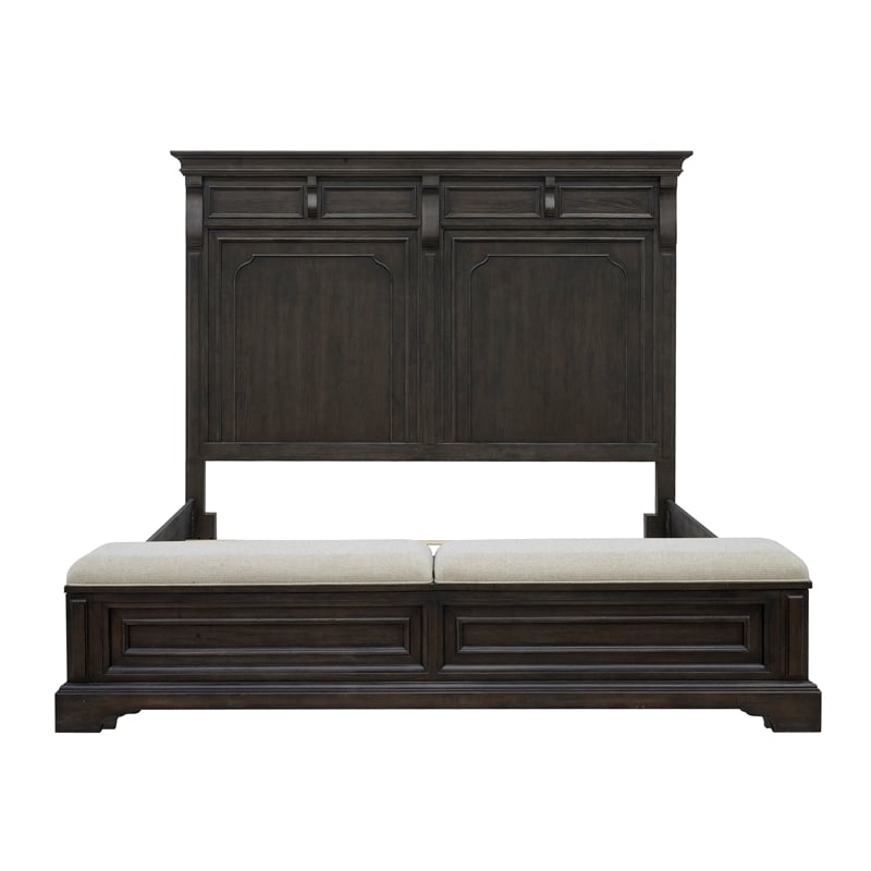 Pemberly Row California King Storage Bed Mantel-Style in Brown Wood