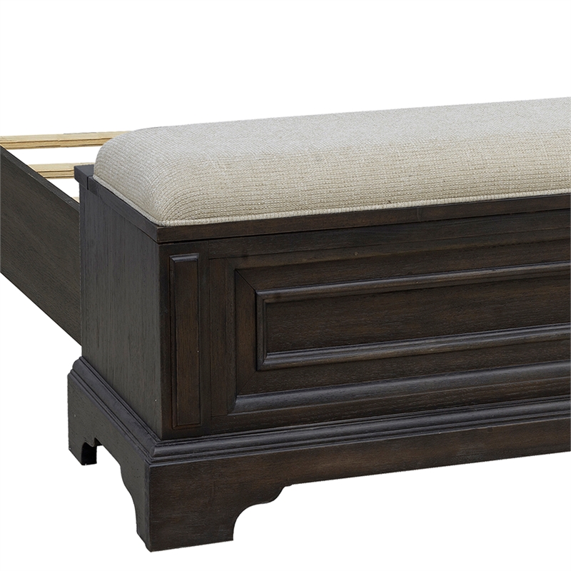 Pemberly Row California King Storage Bed Mantel-Style in Brown Wood
