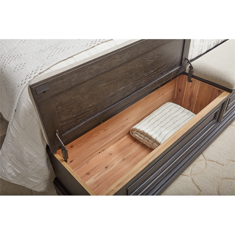 Pemberly Row California King Storage Bed Mantel-Style in Brown Wood