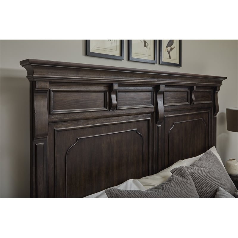 Pemberly Row California King Storage Bed Mantel-Style in Brown Wood