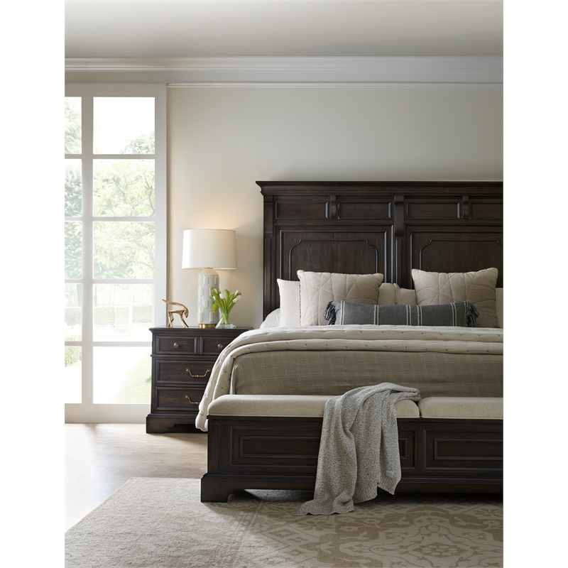 Pemberly Row California King Storage Bed Mantel-Style in Brown Wood