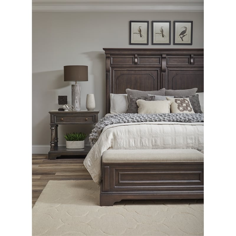 Pemberly Row California King Storage Bed Mantel-Style in Brown Wood