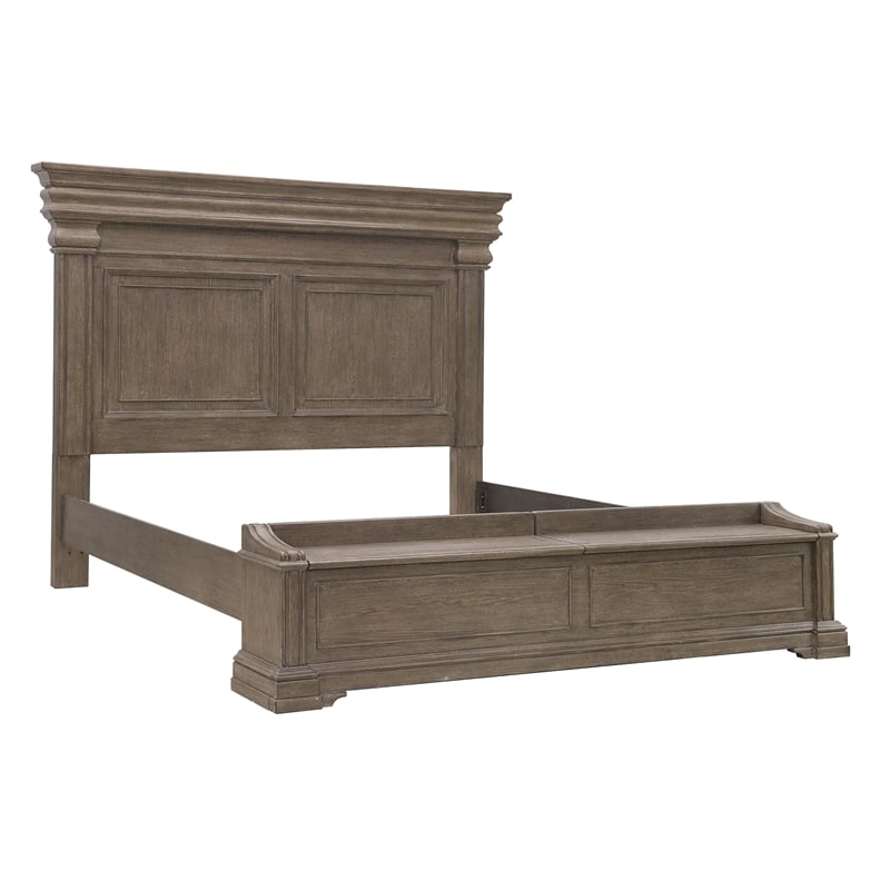 Pemberly Row Queen Bed with Chest Footboard in Brown Bark Finish