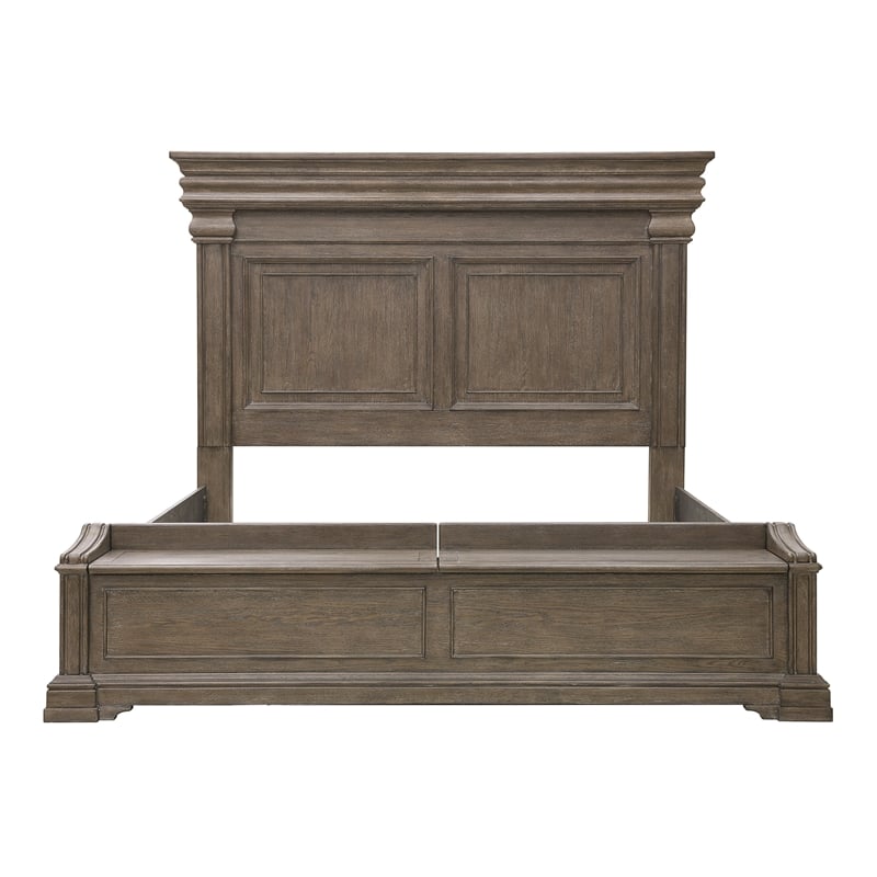Pemberly Row King Bed with Chest Footboard in Brown Bark Finish