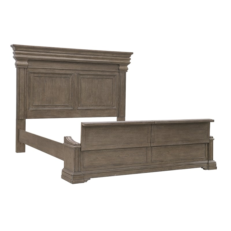 Pemberly Row King Bed with Chest Footboard in Brown Bark Finish