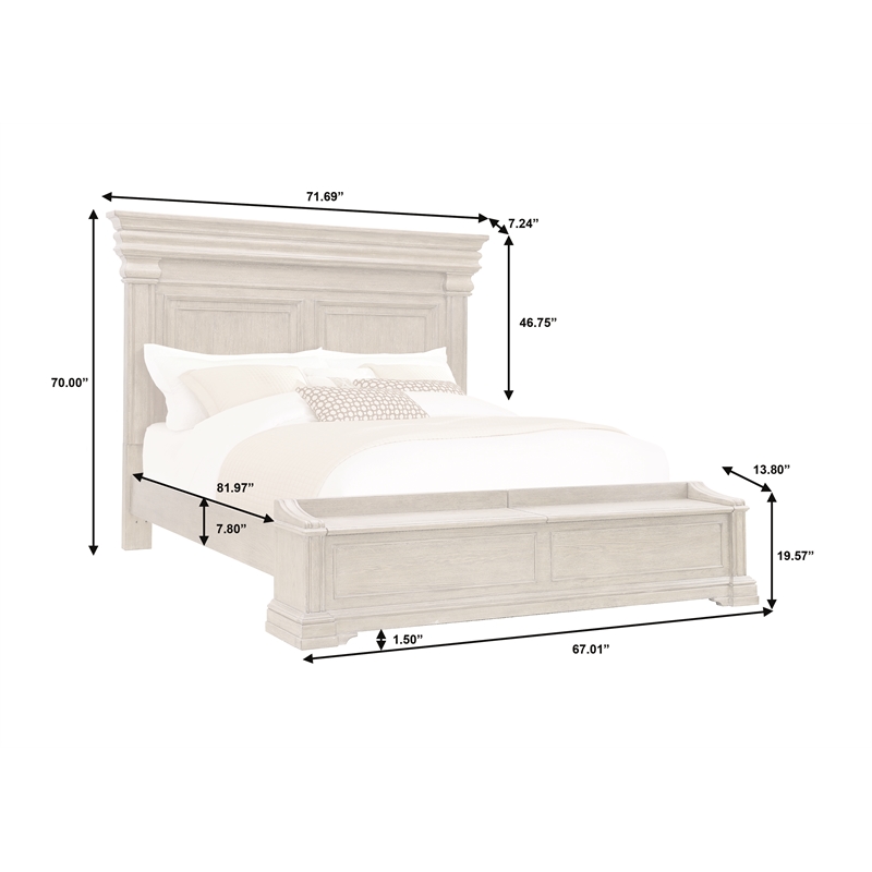 Pemberly Row King Bed with Chest Footboard in Brown Bark Finish