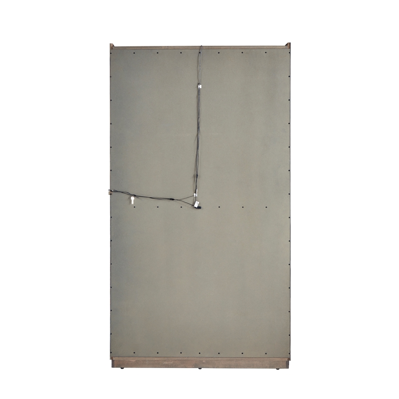 Pemberly Row Sliding Door Glass Curio Cabinet in Medium Brown