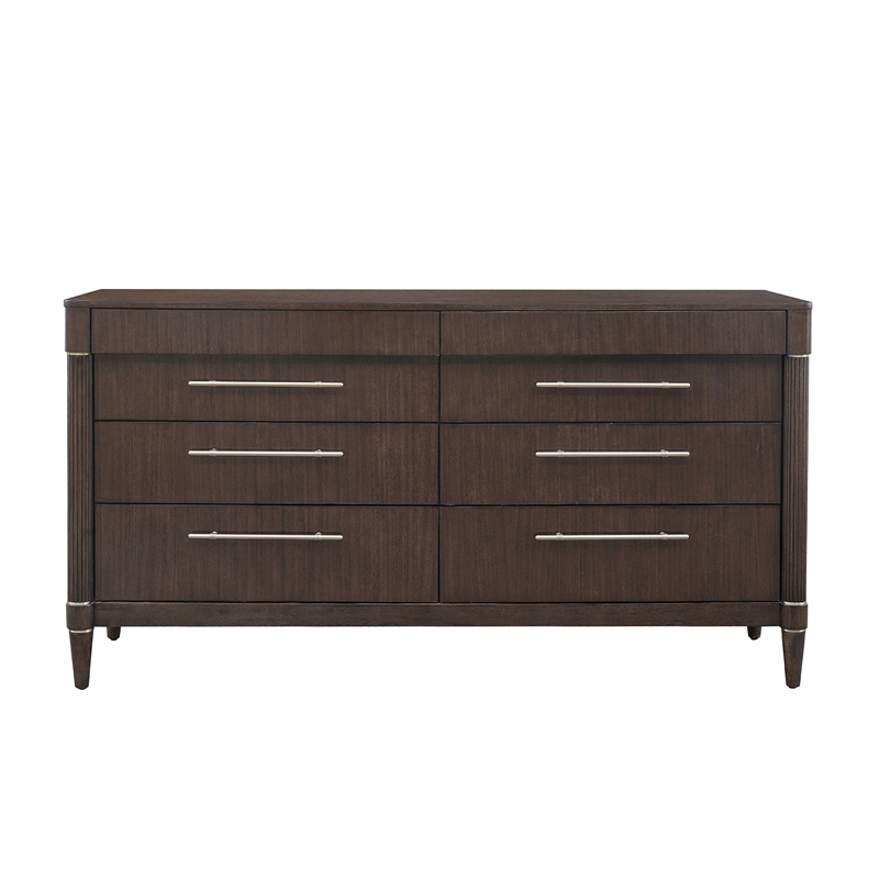 Pemberly Row 8-Drawer Dresser Neoclassic Style in Piano Brown Wood