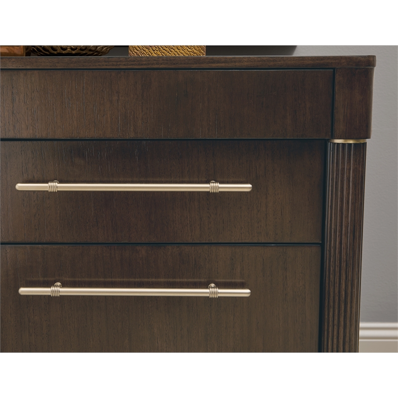 Pemberly Row 8-Drawer Dresser Neoclassic Style in Piano Brown Wood