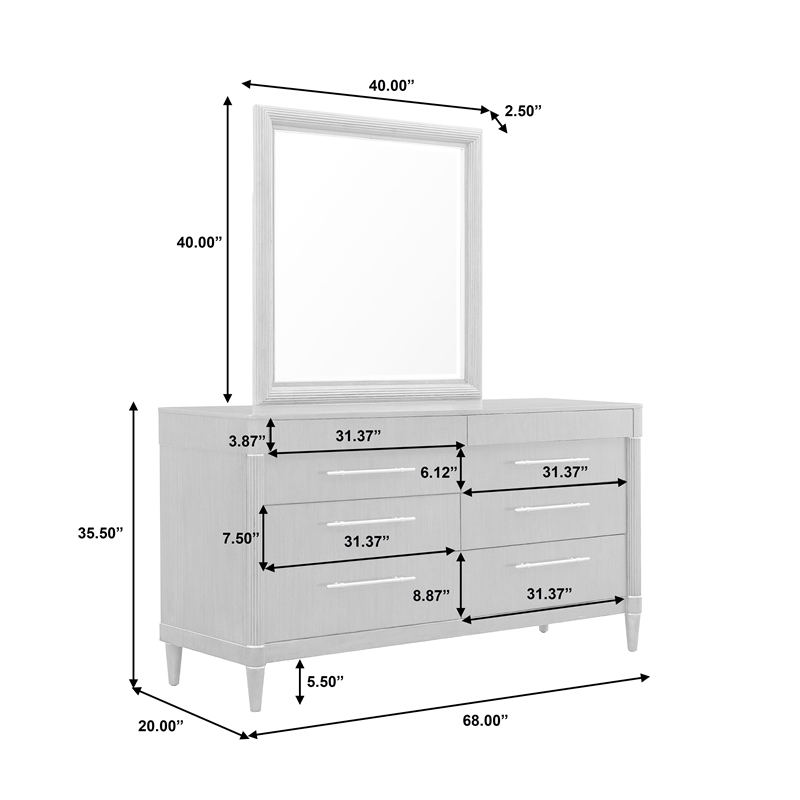 Pemberly Row 8-Drawer Dresser Neoclassic Style in Piano Brown Wood