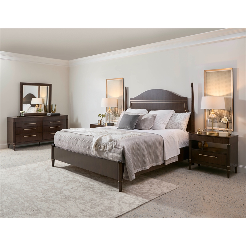 Pemberly Row 8-Drawer Dresser Neoclassic Style in Piano Brown Wood