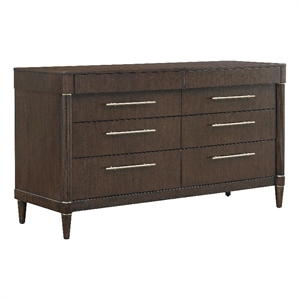 Pemberly Row 8-Drawer Dresser Neoclassic Style in Piano Brown Wood