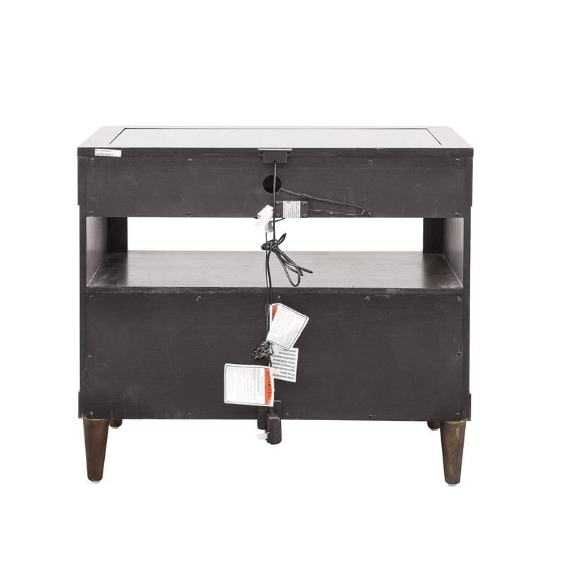 Pemberly Row Bachelor's Chest with Glass Top in Piano Brown Wood