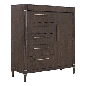 Pemberly Row 6-Drawer Master Chest with Cabinet Storage in Piano Brown