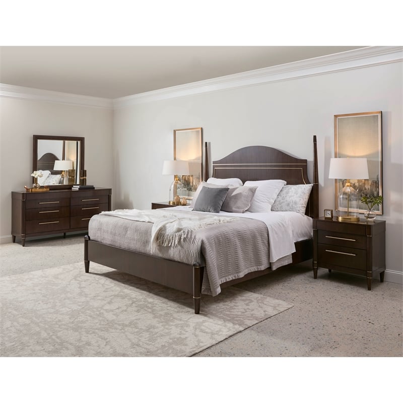 Pemberly Row King Poster Bed in Eucalyptus Piano Brown Wood