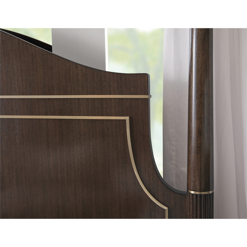 Pemberly Row King Poster Bed in Eucalyptus Piano Brown Wood