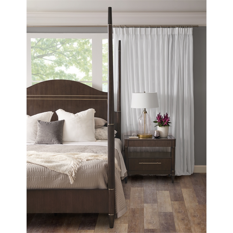 Pemberly Row King Poster Bed in Eucalyptus Piano Brown Wood
