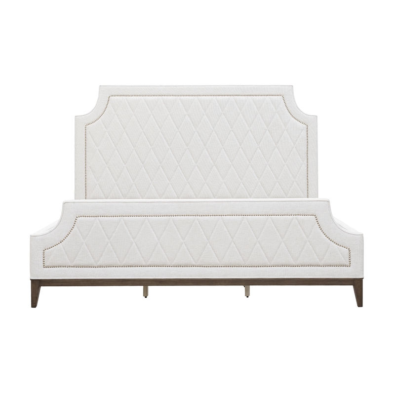 Pemberly Row California King Upholstered Bed in White Cloud Fabric