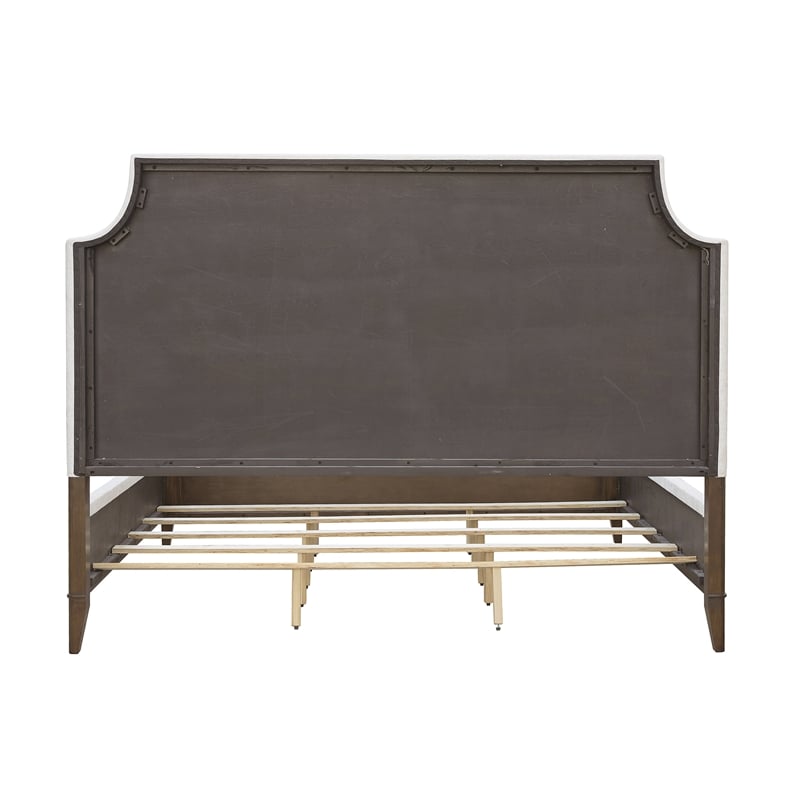 Pemberly Row California King Upholstered Bed in White Cloud Fabric