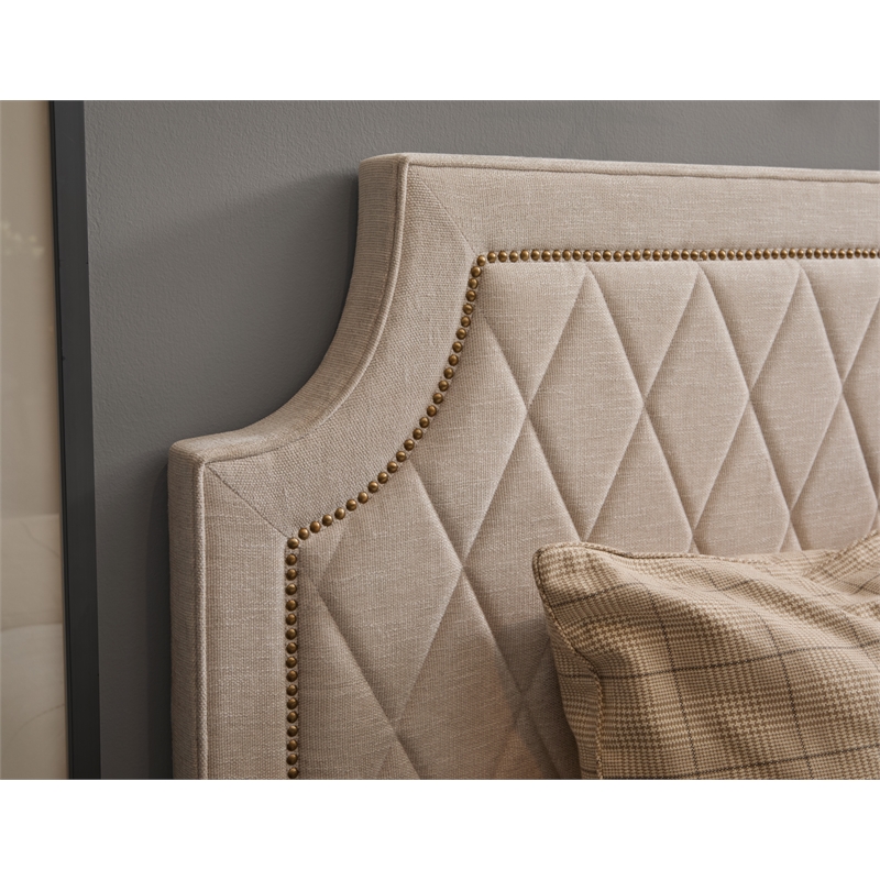 Pemberly Row California King Upholstered Bed in White Cloud Fabric