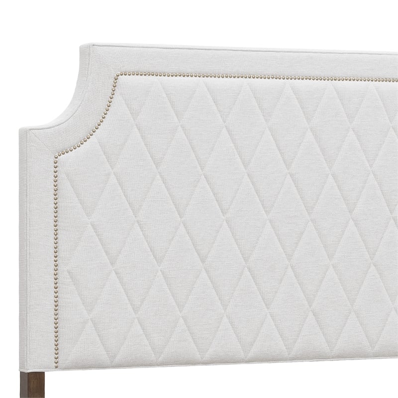 Pemberly Row California King Upholstered Bed in White Cloud Fabric