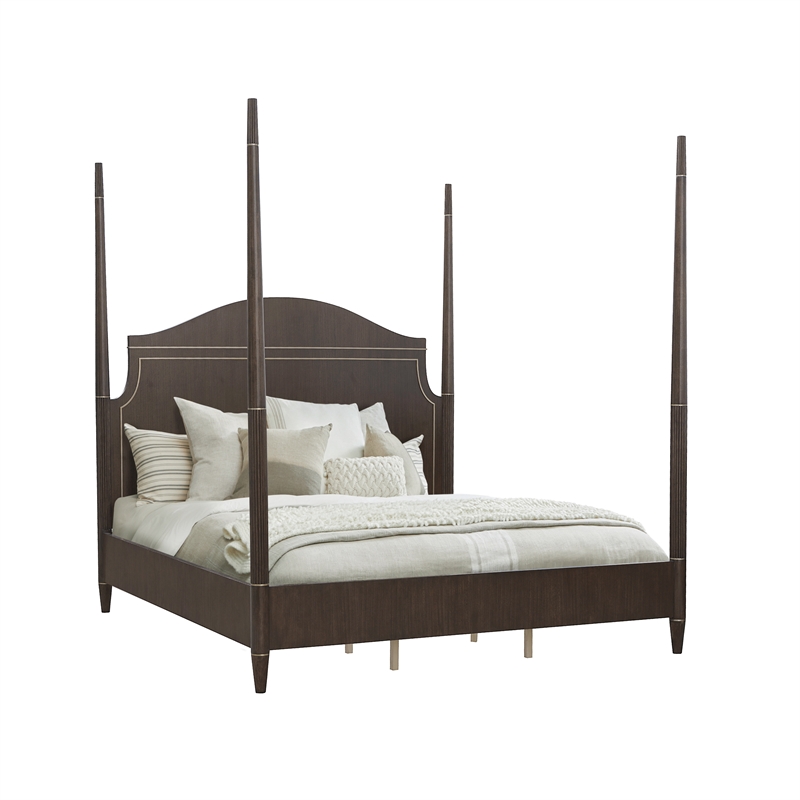 Pemberly Row California King Poster Bed in Eucalyptus Piano Brown Wood