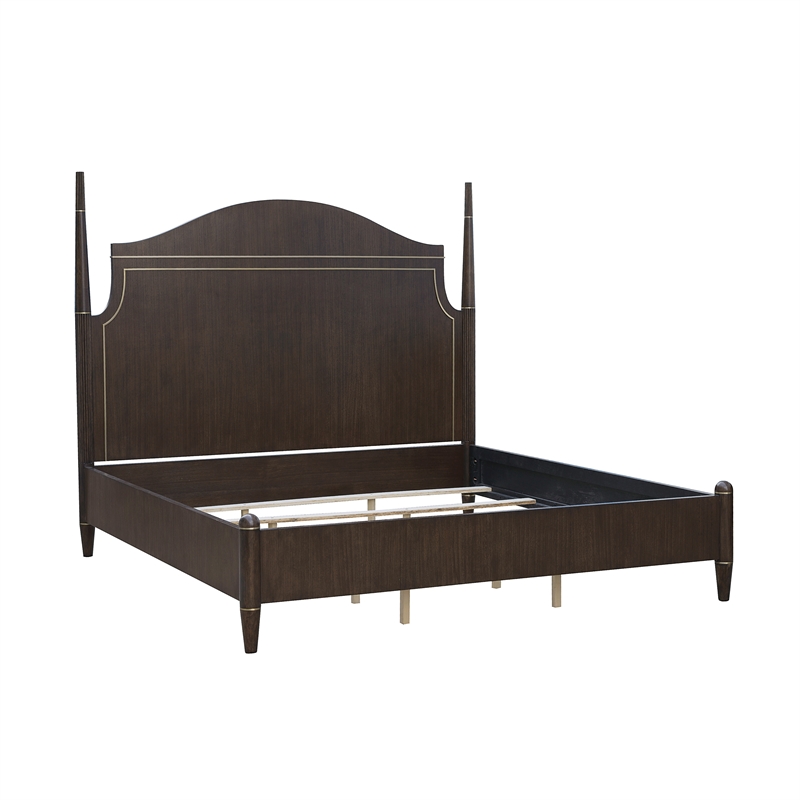 Pemberly Row California King Poster Bed in Eucalyptus Piano Brown Wood