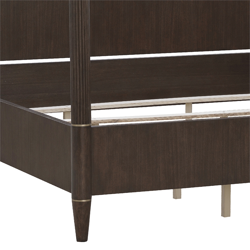 Pemberly Row California King Poster Bed in Eucalyptus Piano Brown Wood