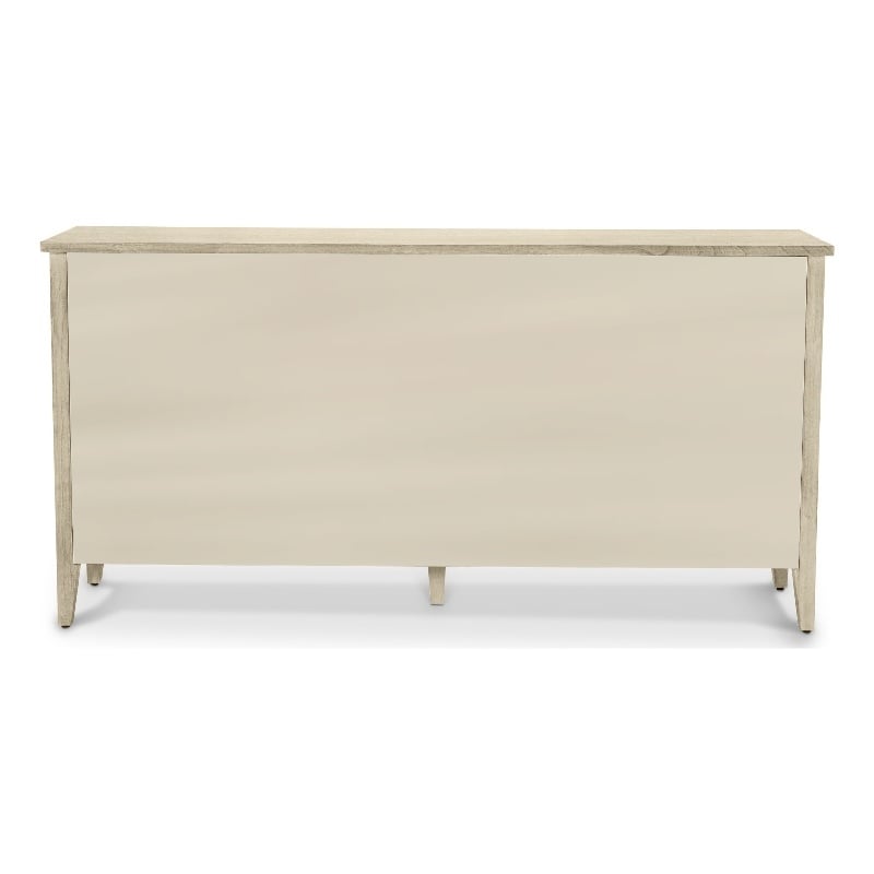 Pemberly Row 4-Door Credenza in Coastal White with Water Hyacinth Accents