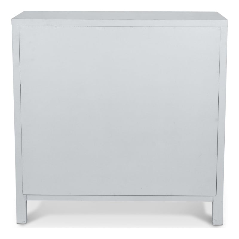 Pemberly Row 2-Door Bunching Credenza in White Wood with Grass Cloth Fronts