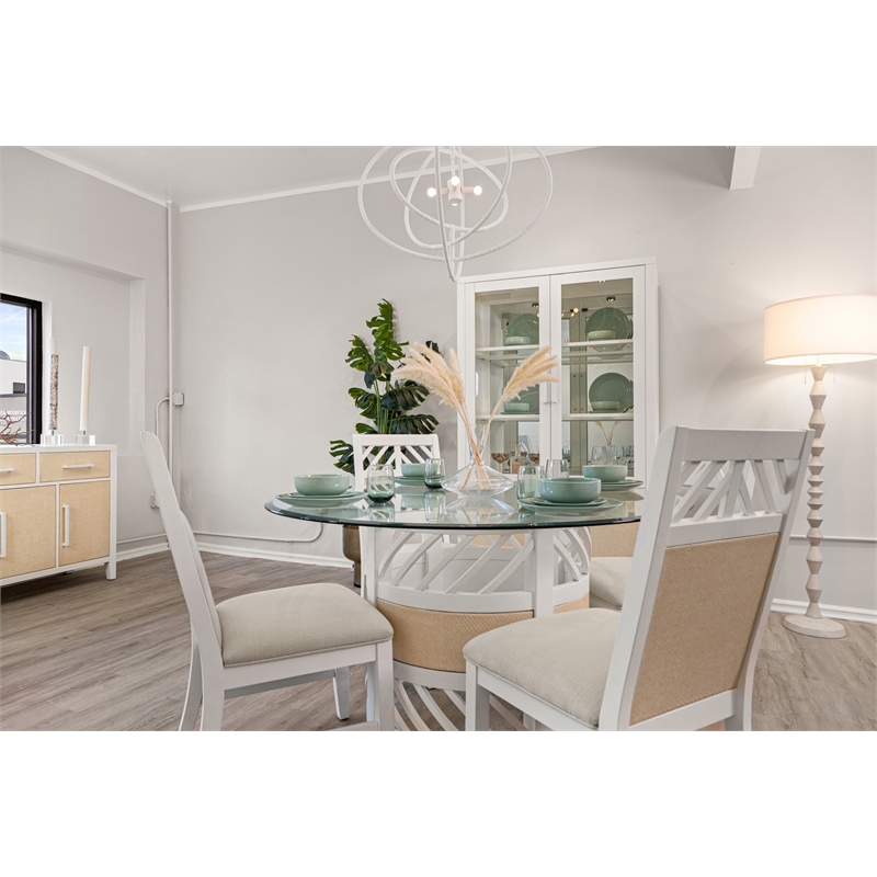 Pemberly Row White Curio Cabinet with Touch Lighting and Hardwood