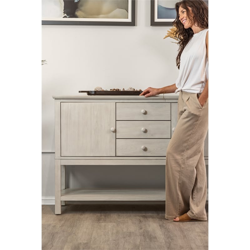 Pemberly Row 2-Door 3-Drawer Spruce Wood Credenza in White Finish