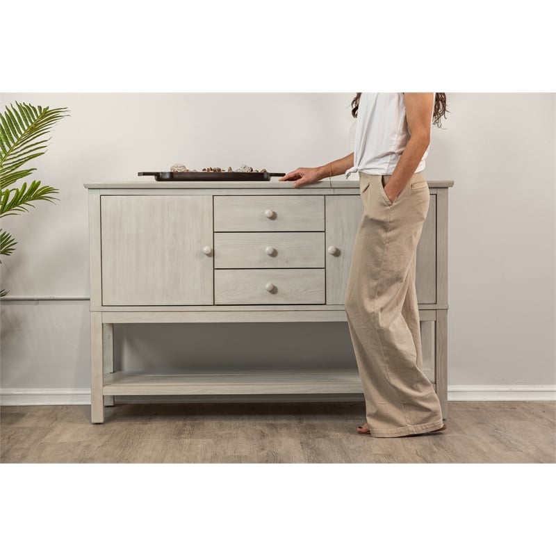 Pemberly Row 2-Door 3-Drawer Spruce Wood Credenza in White Finish