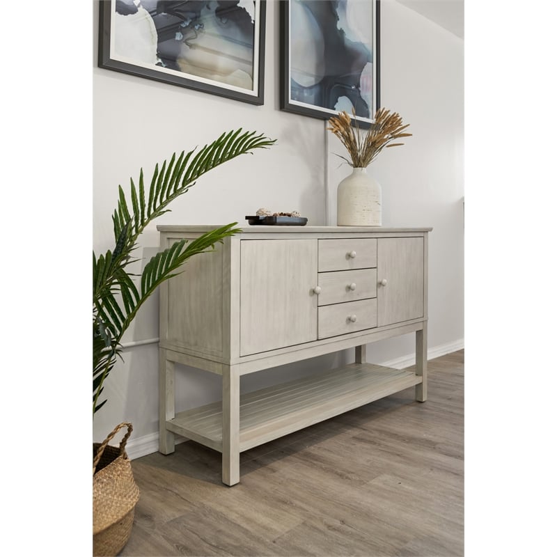 Pemberly Row 2-Door 3-Drawer Spruce Wood Credenza in White Finish