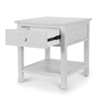 Pemberly Row 1-Drawer Wood End Table with Shelf in Distressed White Finish