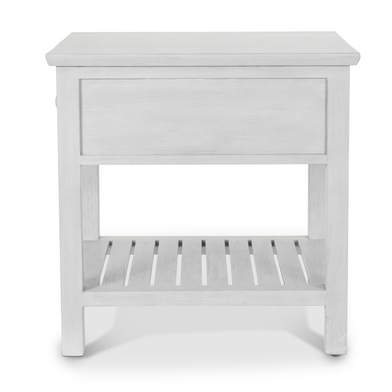 Pemberly Row 1-Drawer Wood End Table with Shelf in Distressed White Finish