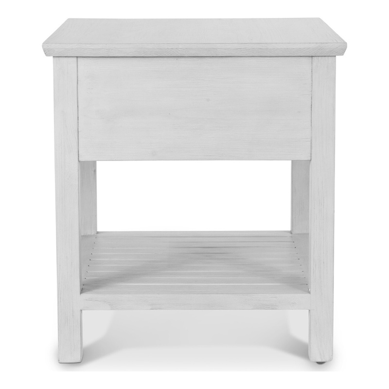 Pemberly Row 1-Drawer Wood End Table with Shelf in Distressed White Finish