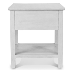 Pemberly Row 1-Drawer Wood End Table with Shelf in Distressed White Finish