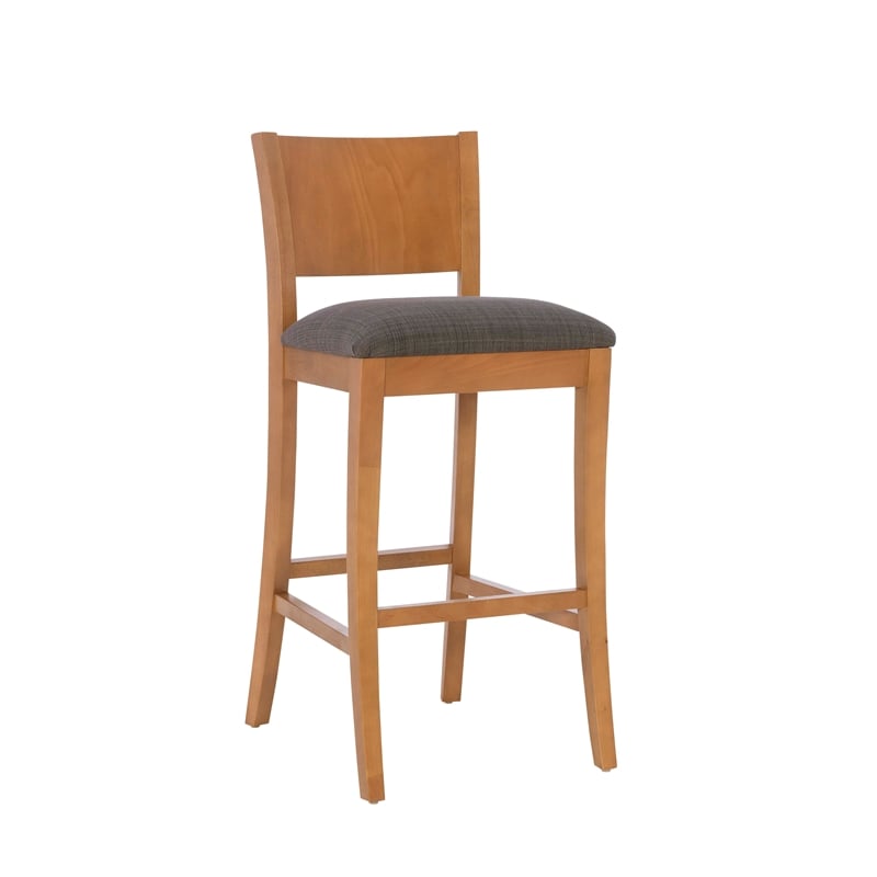 Pemberly Row Set of 2 Barstools in Beechwood with Grey Upholstery