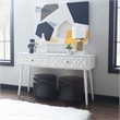 Pemberly Row Geo Texture Console Table with Gold Hardware in Glossy White