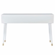 Pemberly Row Geo Texture Console Table with Gold Hardware in Glossy White
